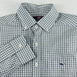 Vineyard Vines Tucker Shirt Mens XS Slim Fit Gray Check Long Sleeve Whale Button